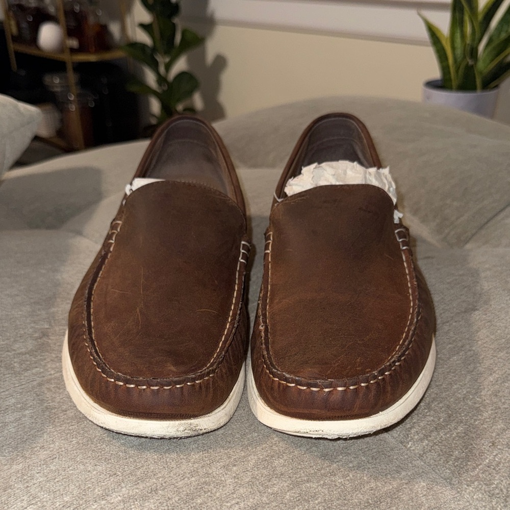 Elegant Brown Leather Slip-On Loafers